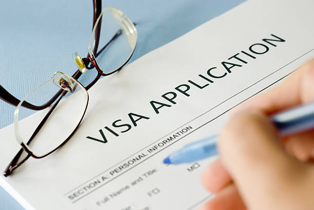 visa application form on blue background